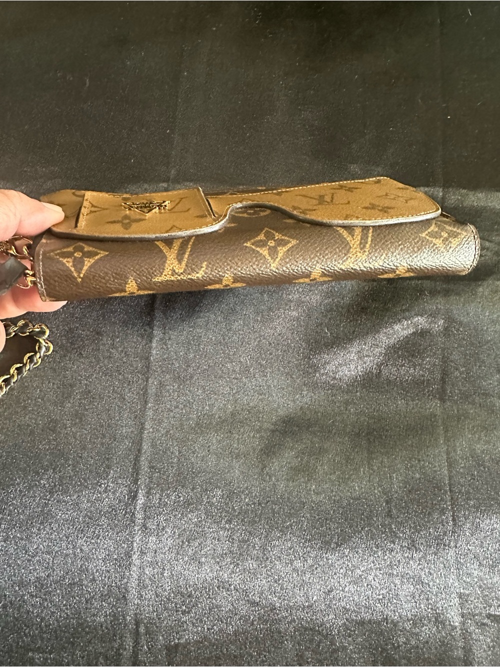 Louis Vuitton Monogram Brown & Tan Chain Wristlet Clutch - Picture 8 of 16